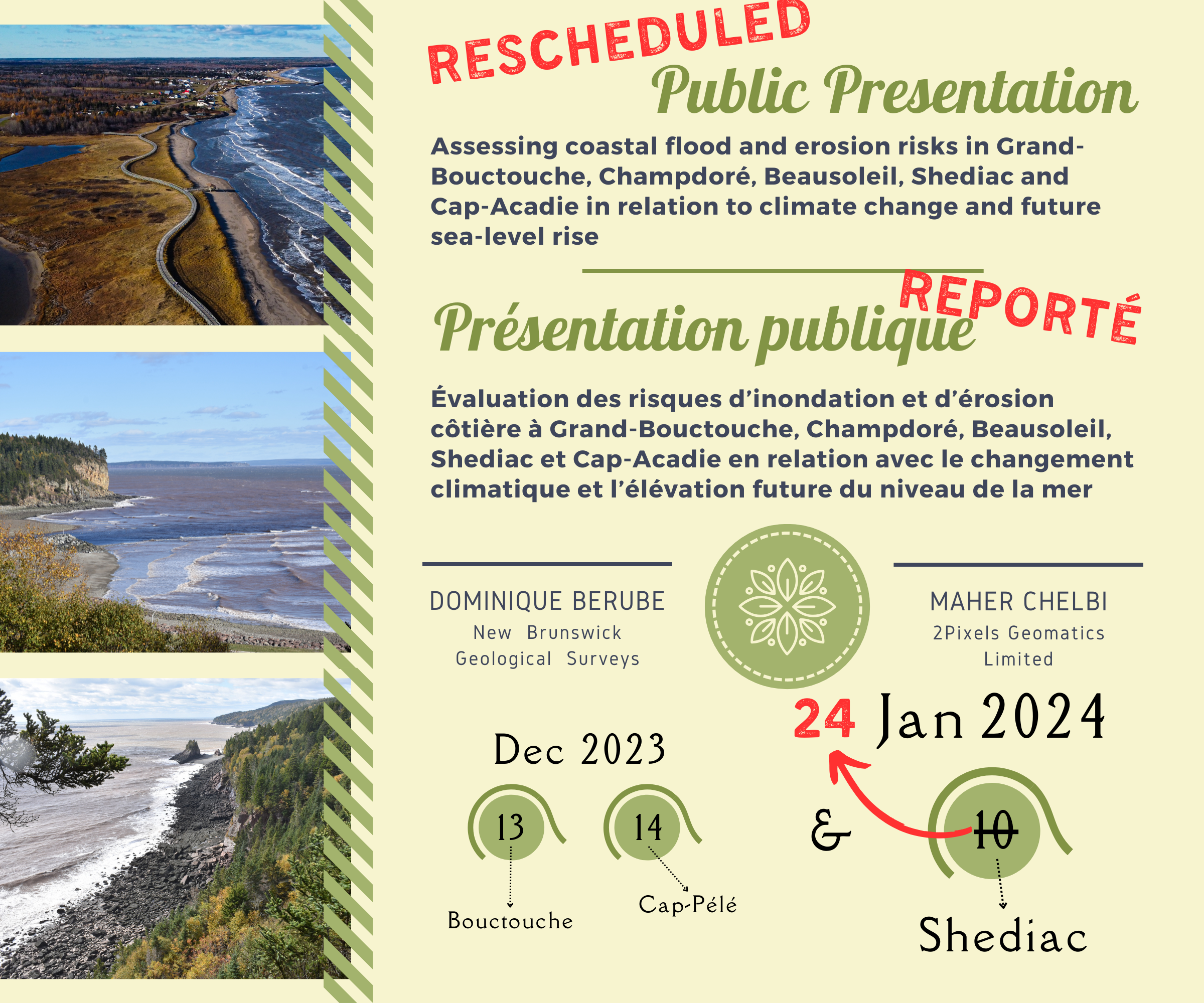 (EN FRANÇAIS) Présentation publique : Évaluation des risques d’inondation et d’érosion côtière en relation avec le changement climatique et l’élévation future du niveau de la mer